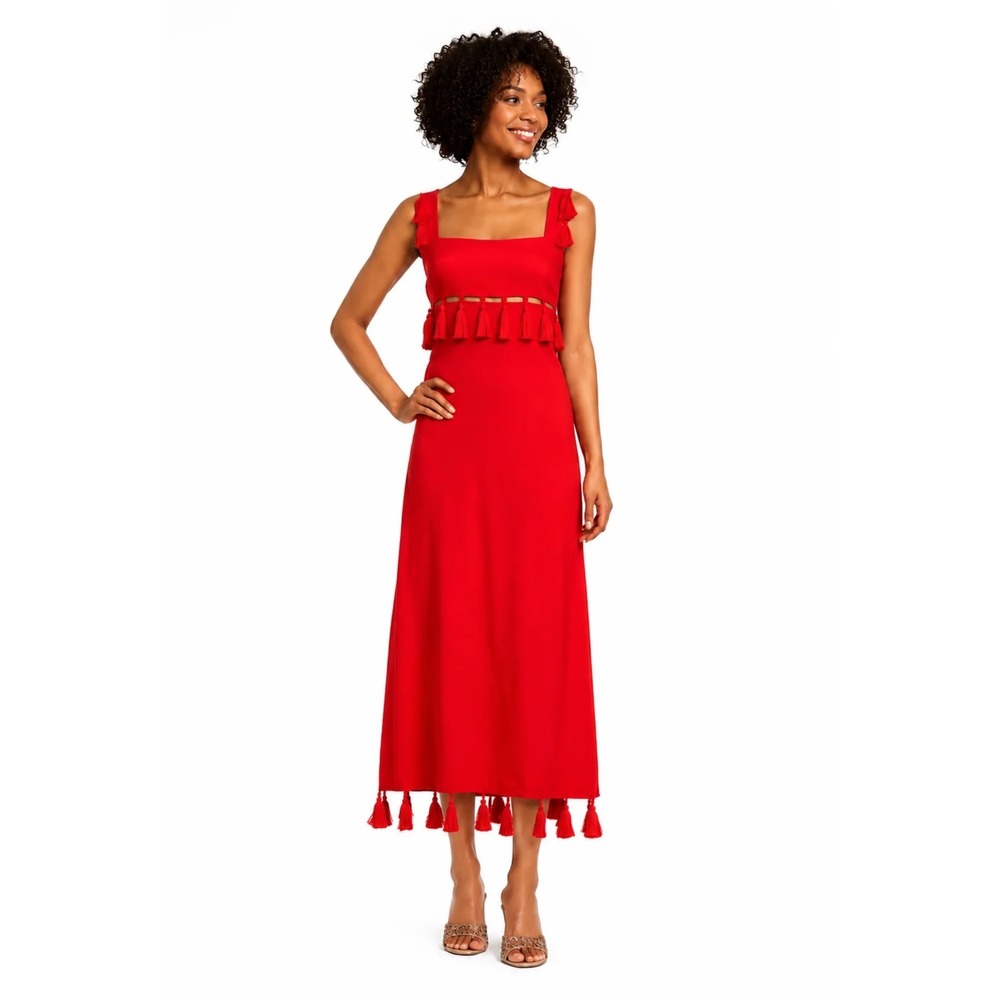 Antonio Melani Red Tassel waist Cutout Linen Blend Maxi Dress
Boho 10
